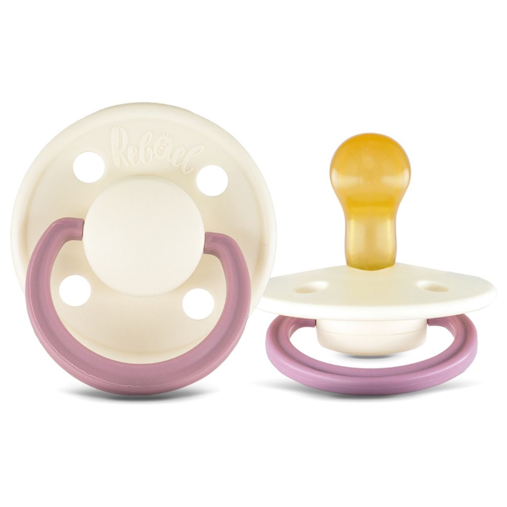 Rebael - Fashion Round Pacifier S1 0-6M - Pack of 2 - Rhino/PearlyRhino