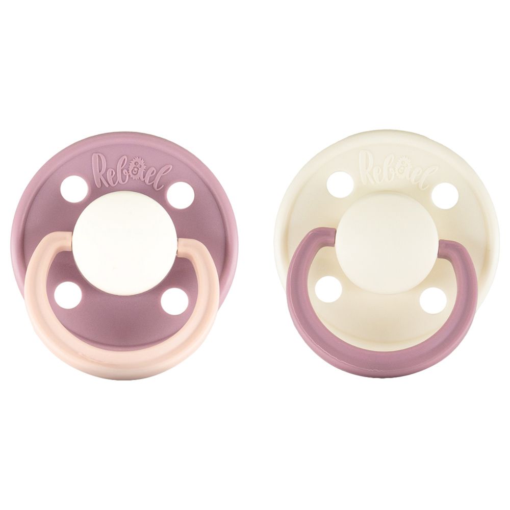 Rebael - Fashion Round Pacifier S1 0-6M - Pack of 2 - Poodle/Rhino