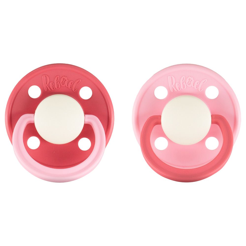 Rebael - Fashion Round Pacifier S2 6M+ - Pack of 2 - Flamingo/Lobster