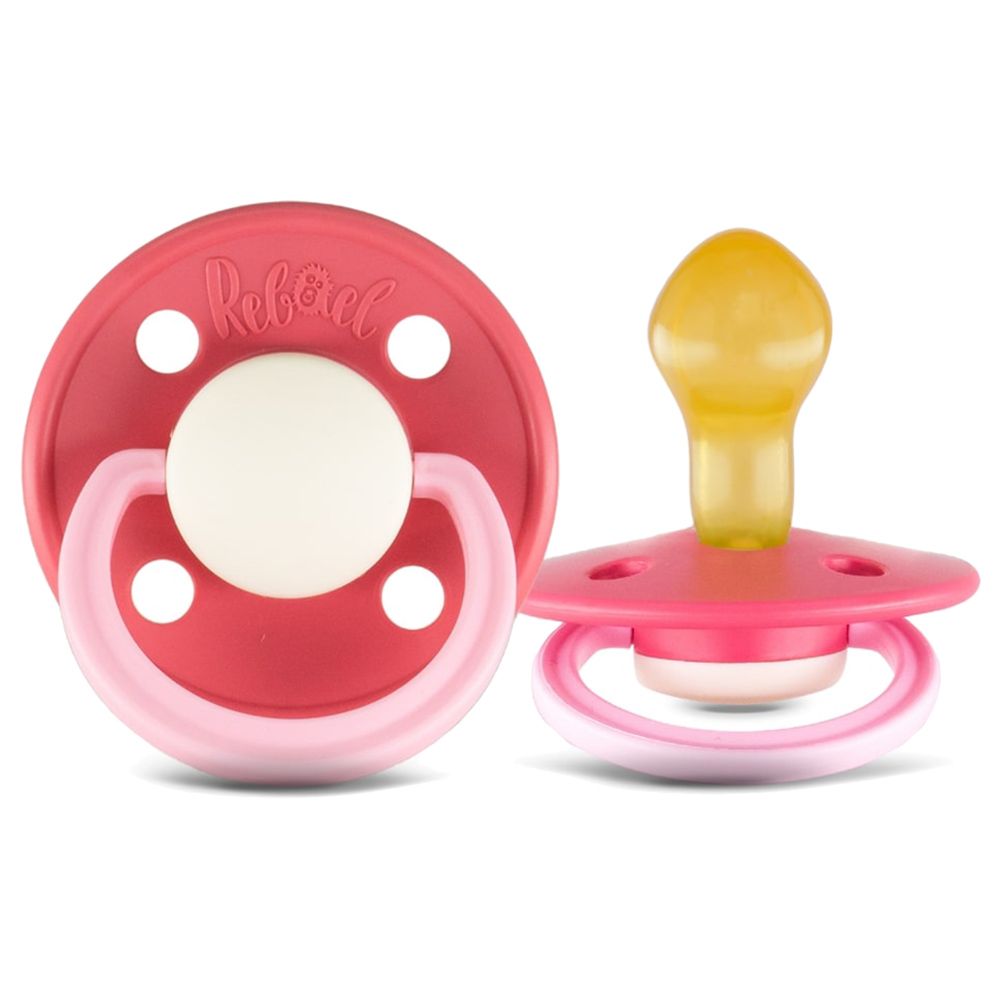 Rebael - Fashion Round Pacifier S2 6M+ - Pack of 2 - Flamingo/Lobster