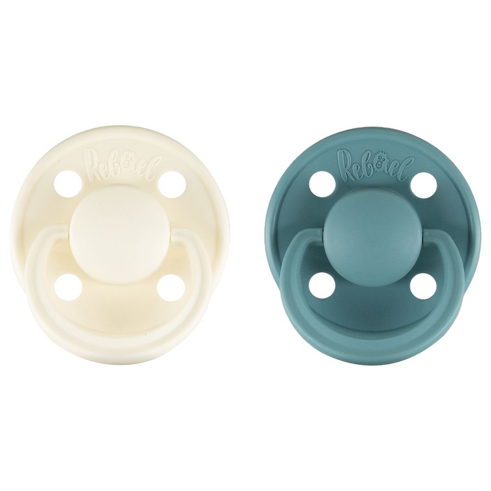 Rebael - Mono Round Pacifier S1 0-6M - Pack of 2 - Champagne/Powder