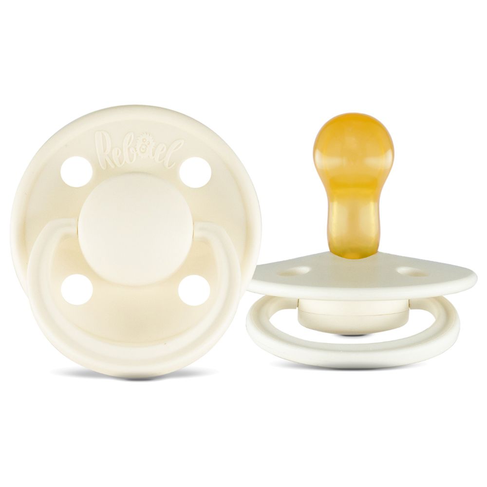 Rebael - Mono Round Pacifier S1 0-6M - Pack of 2 - Champagne/Powder