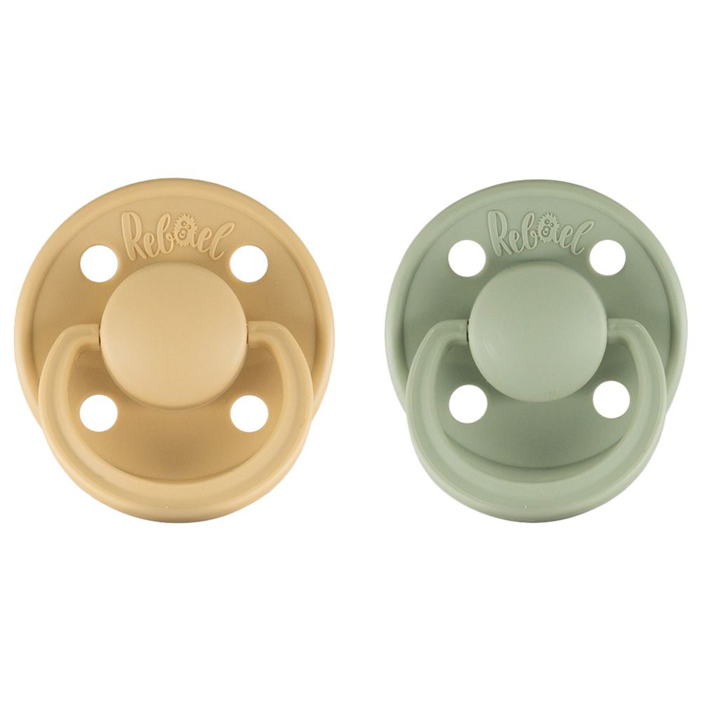 Rebael - Mono Round Pacifier S1 0-6M - Pack of 2 - Laurel/Almond