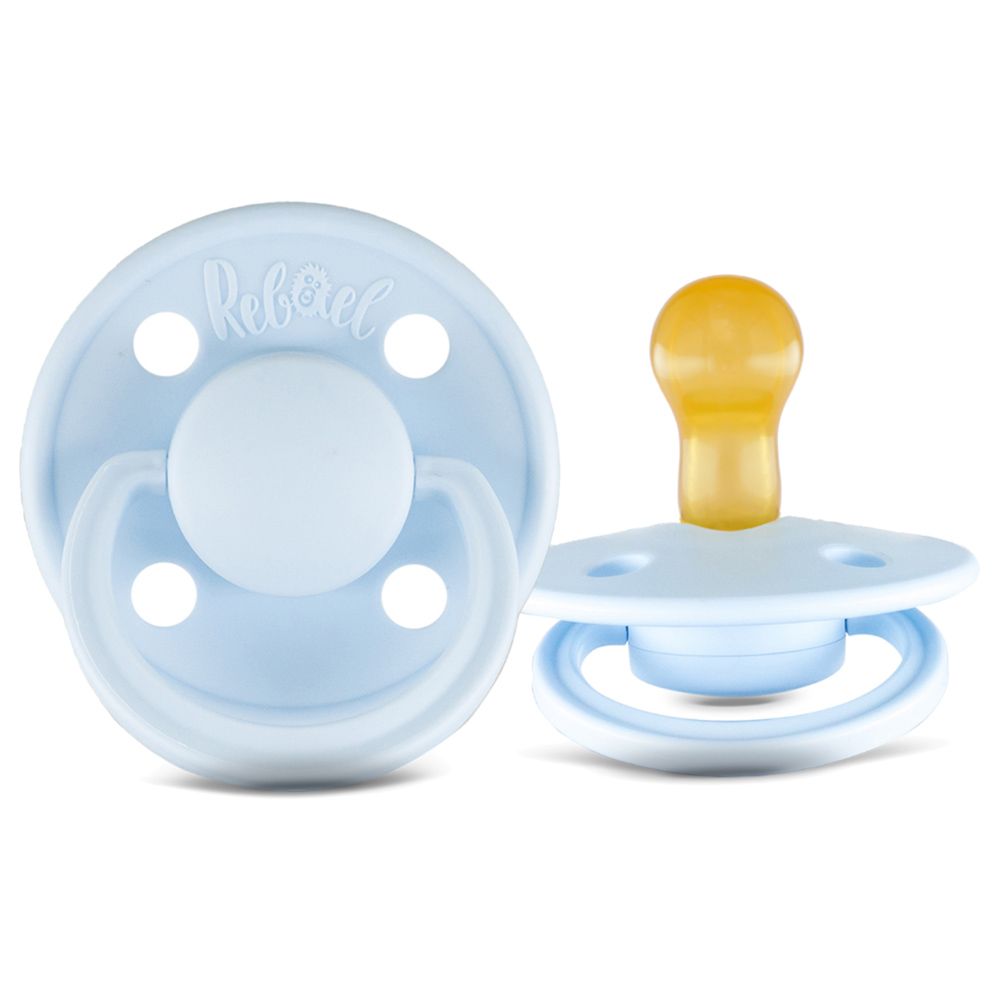 Rebael - Mono Round Pacifier S1 0-6M - Pack of 2 - Pewter/Tiny Sky