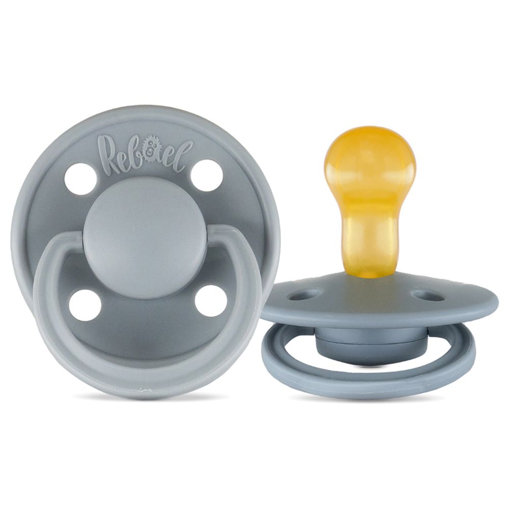 Rebael - Mono Round Pacifier S1 0-6M - Pack of 2 - Pewter/Tiny Sky