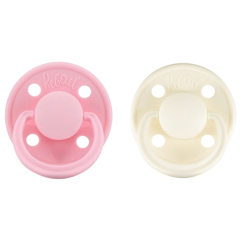 Rebael - Mono Round Pacifier S1 0-6M - Pack of 2 - Pink/Champagne