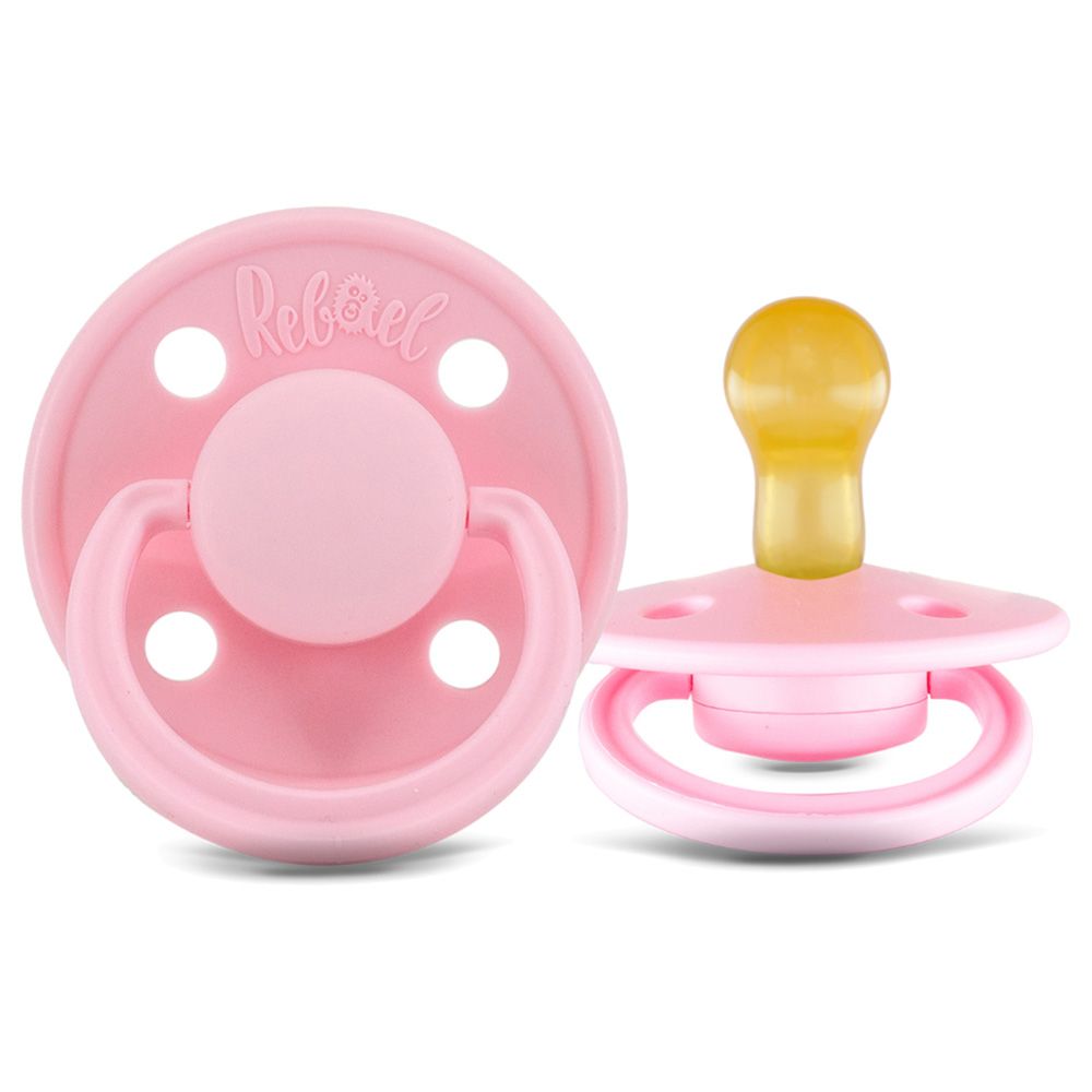 Rebael - Mono Round Pacifier S1 0-6M - Pack of 2 - Pink/Champagne