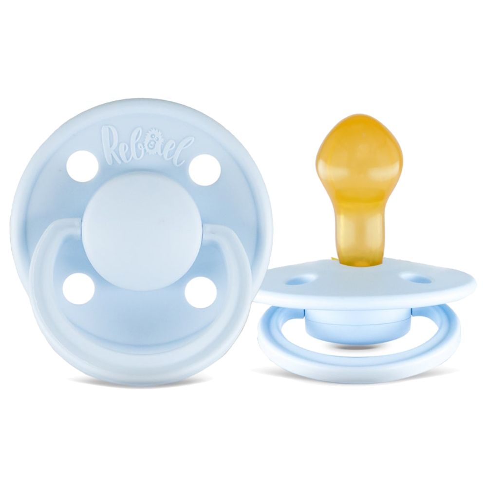 Rebael - Mono Round Pacifier S2 6M+ - Pack of 2 - Pewter/Tiny Sky