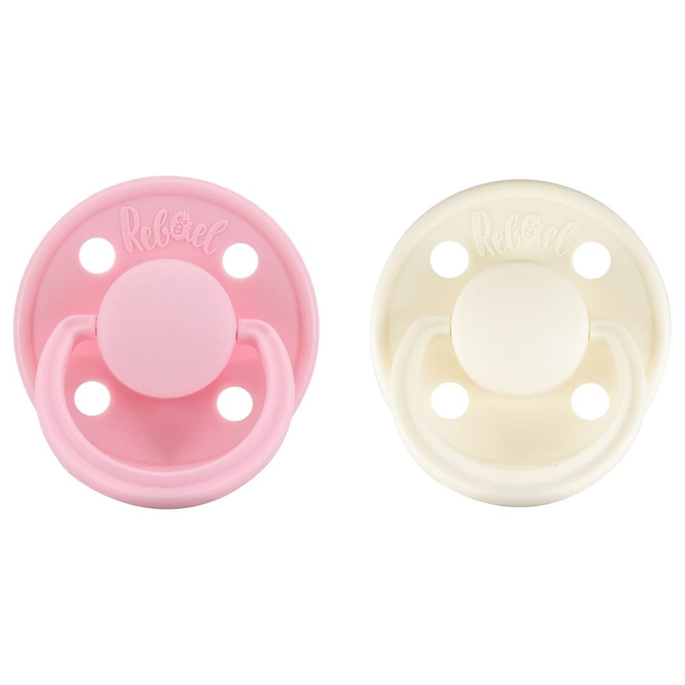 Rebael - Mono Round Pacifier S2 6M+ - Pack of 2 - Pink/Champagne