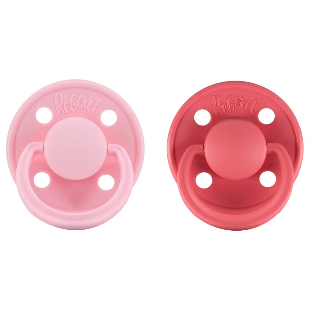 Rebael - Mono Round Pacifier S2 6M+ - Pack of 2 - Sweet Pink/Salmon