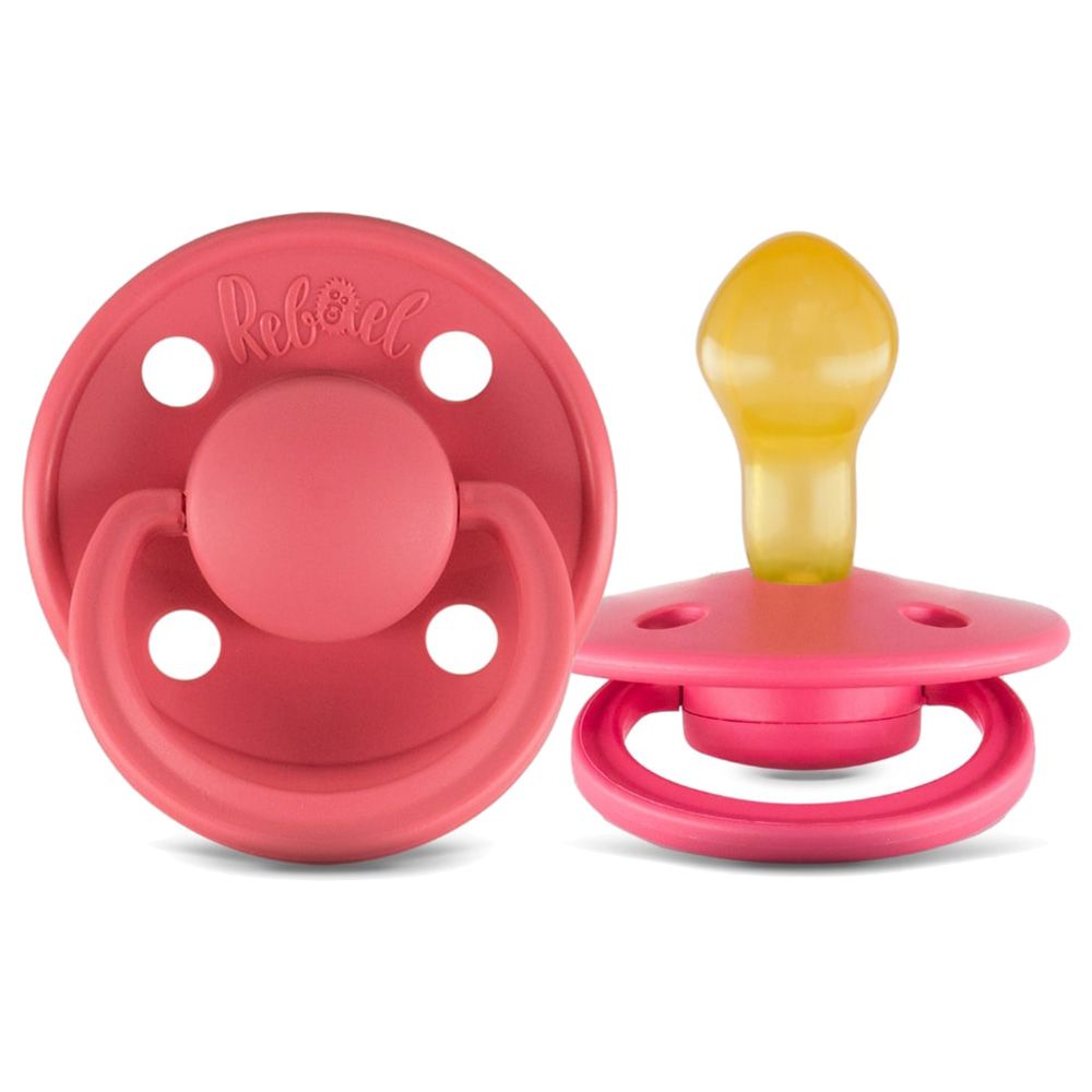 Rebael - Mono Round Pacifier S2 6M+ - Pack of 2 - Sweet Pink/Salmon