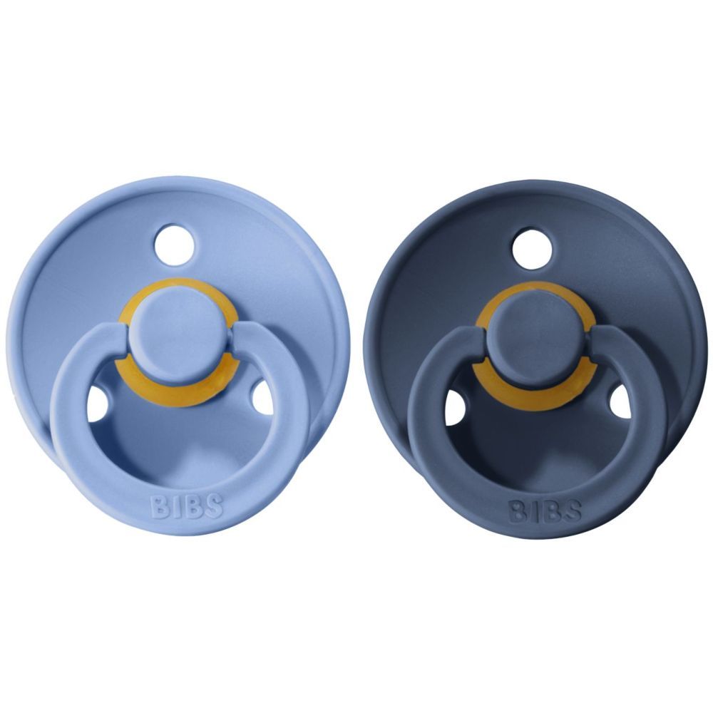 Bibs - Pacifier Size 1 - 0-6M - Pack of 2 - Sky Blue / Steel Blue