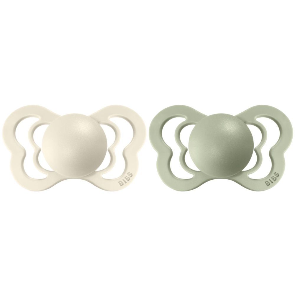 Bibs - Pacifier Couture Latex Size 2 - 6M+ - Pack of 2 - Ivory/Sage