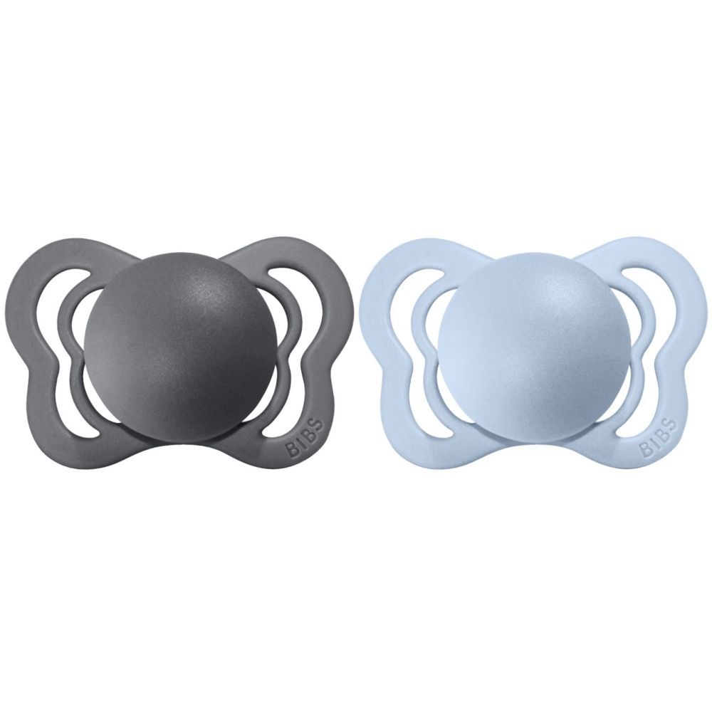 Bibs - Pacifier Couture Latex Size 1 - 0-6M - Pack of 2 - Iron/Baby Blue