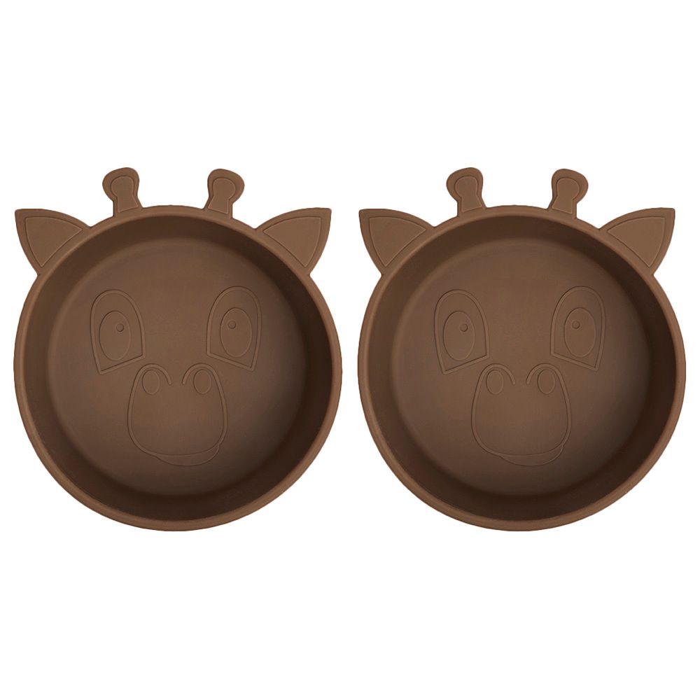 Nuuroo - Alex Silicone Deep Giraffe Plate Pack of 2 - Acorn