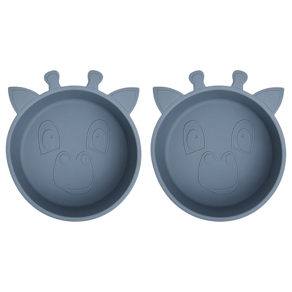 Nuuroo - Alex Silicone Deep Giraffe Plate Pack of 2 - Bering Sea