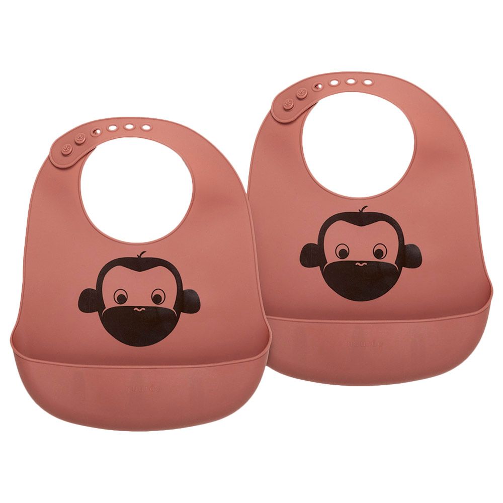 Nuuroo - Alfie Silicone Short Bib w/ Print Pack of 2 - Mahogany