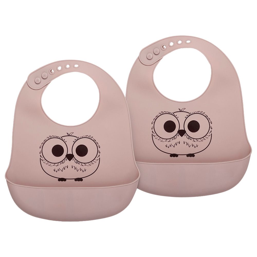 Nuuroo - Alfie Silicone Short Bib w/ Print Pack of 2 - Woodrose