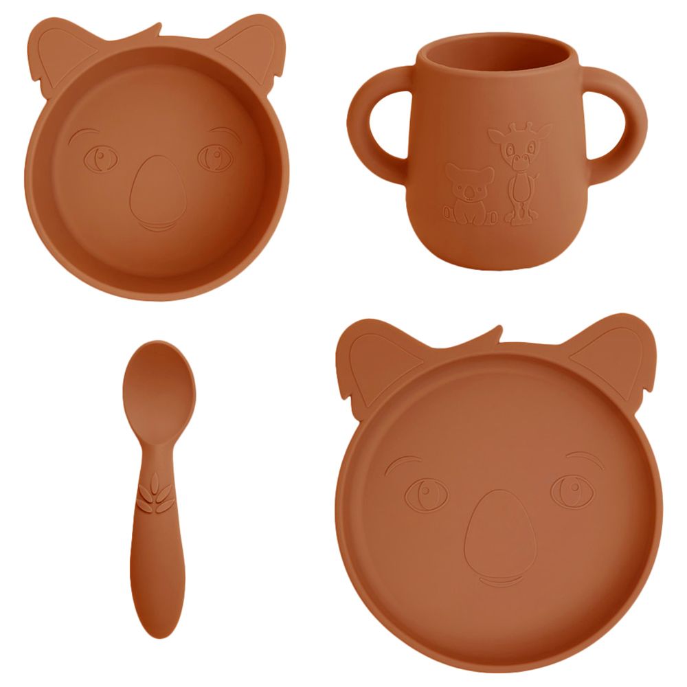 Nuuroo - Lykke Silicone Dinner Set Koala - Caramel Cafe - 4pcs