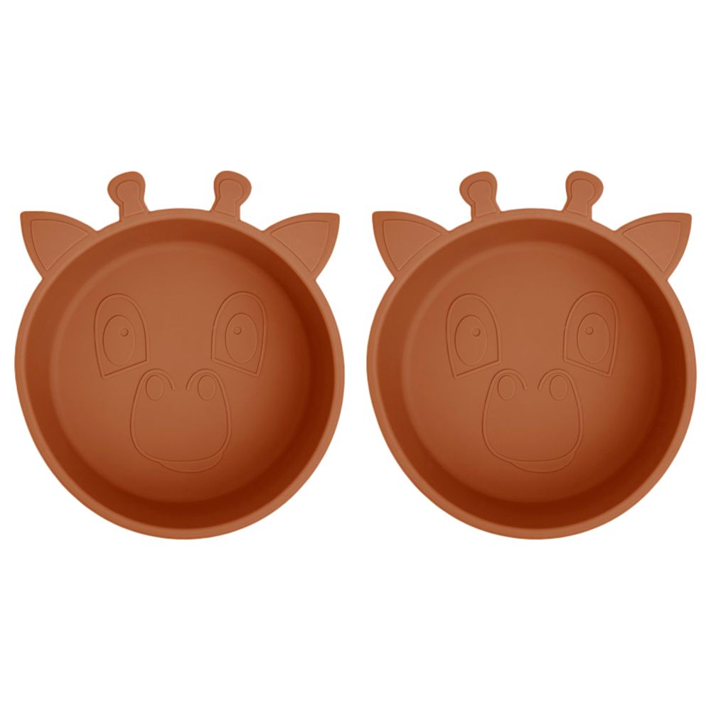 Nuuroo - Alex Silicone Deep Plate Giraffe - Caramel Cafe - 2pcs