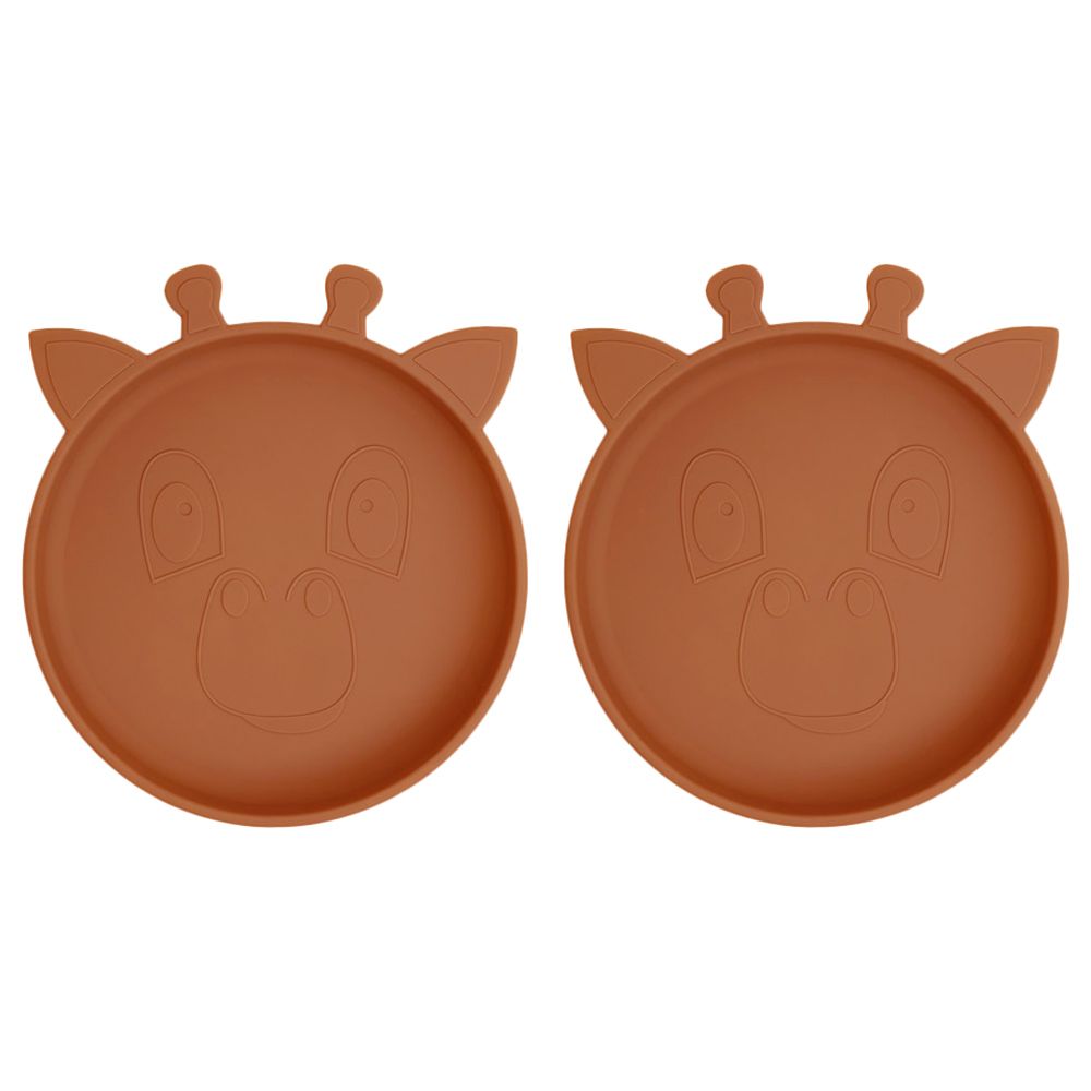 Nuuroo - Akila Silicone Plate Giraffe - Caramel Cafe - 2pcs