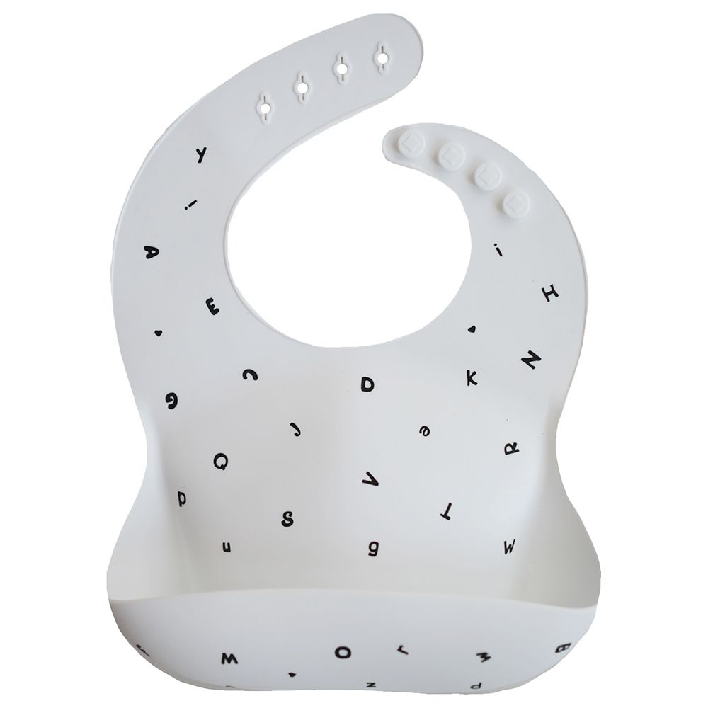 Mushie - Silicone Bib - White Letters