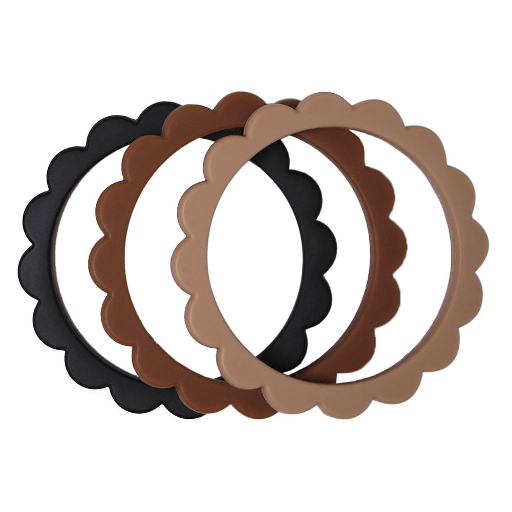 Mushie - Flower Bracelet Pack of 3 - Black,Caramel,Natural