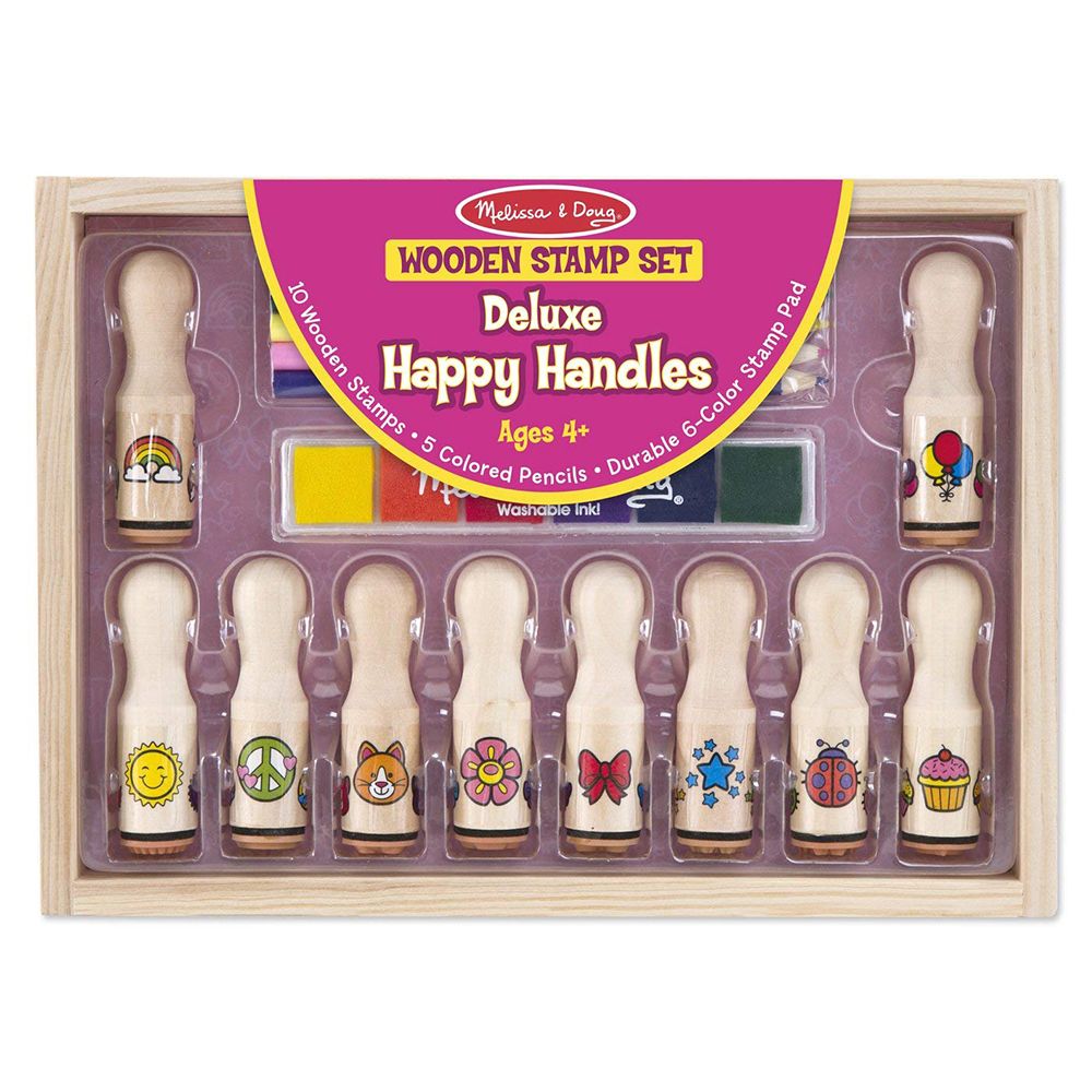 Melissa & Doug - Deluxe Happy Handles Wooden Stamp Set