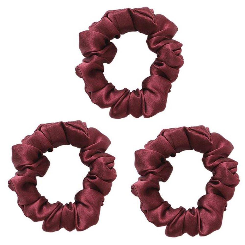 The Lumiere Co - Silk Scrunchies Pack of 3 - Burgundy Red