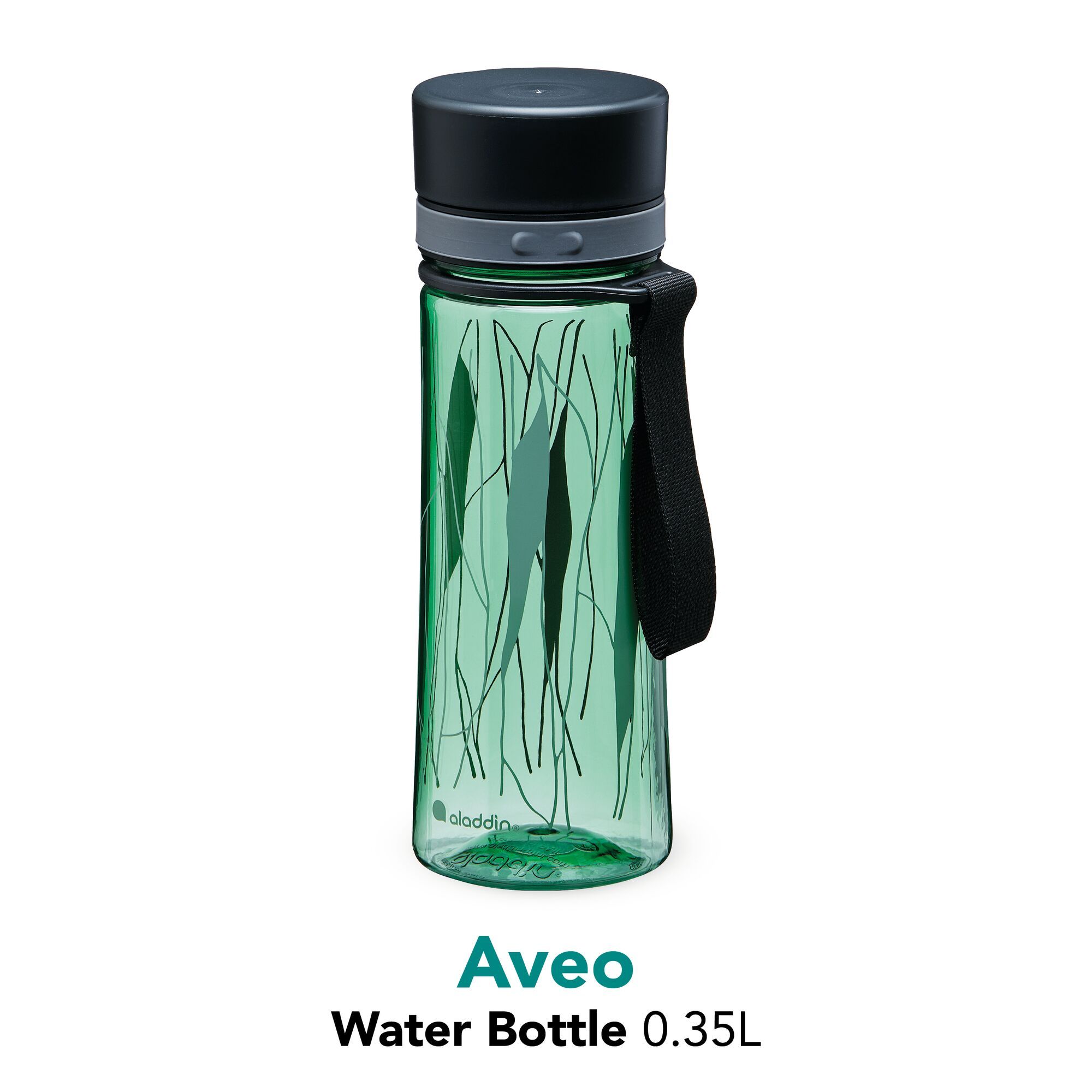 Aladdin Aveo Water Bottle 0.35L Basil Green Leaf Print 