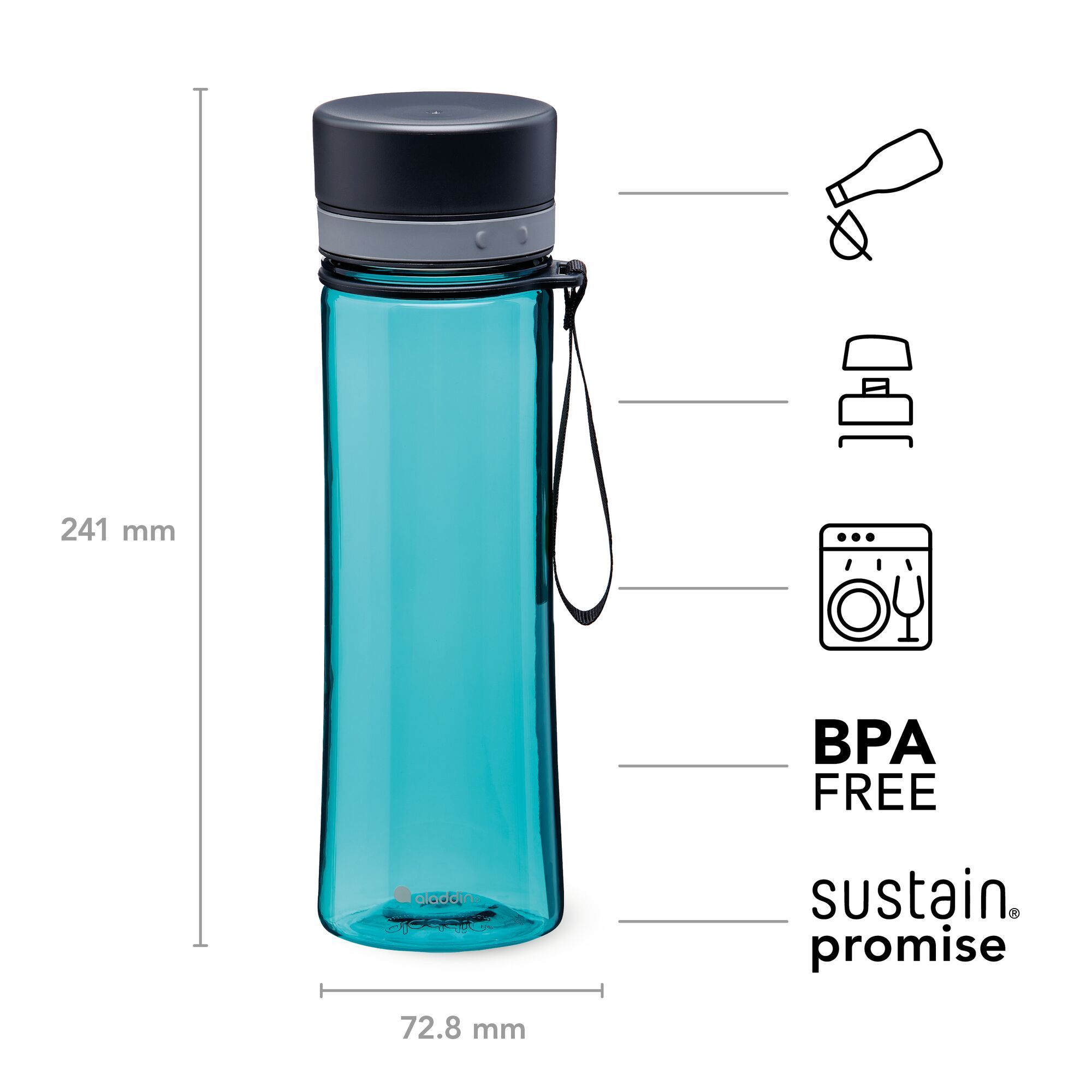 Aladdin Aveo Water Bottle 0.6L Aqua Blue 