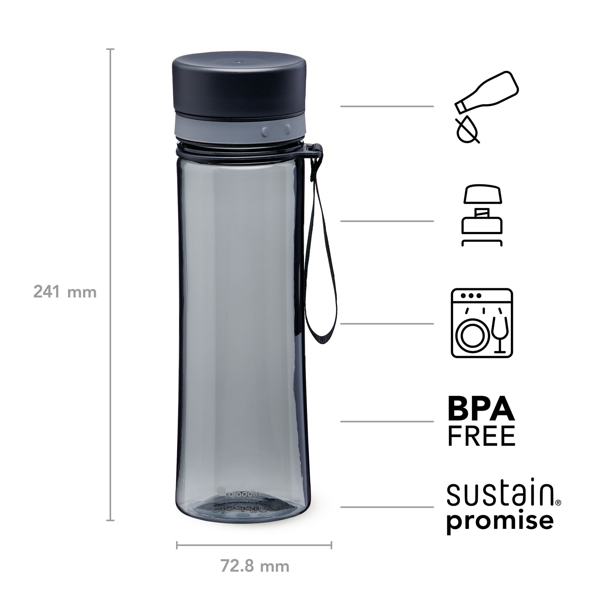 Aladdin Aveo Water Bottle 0.6L Concrete Grey 