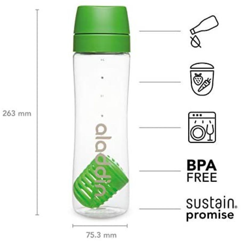 Aladdin - Infuse Water Bottle 0.7L - Green