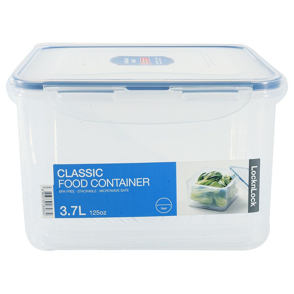 LocknLock - Square Food Container w/ Tray - 3.7L - Clear