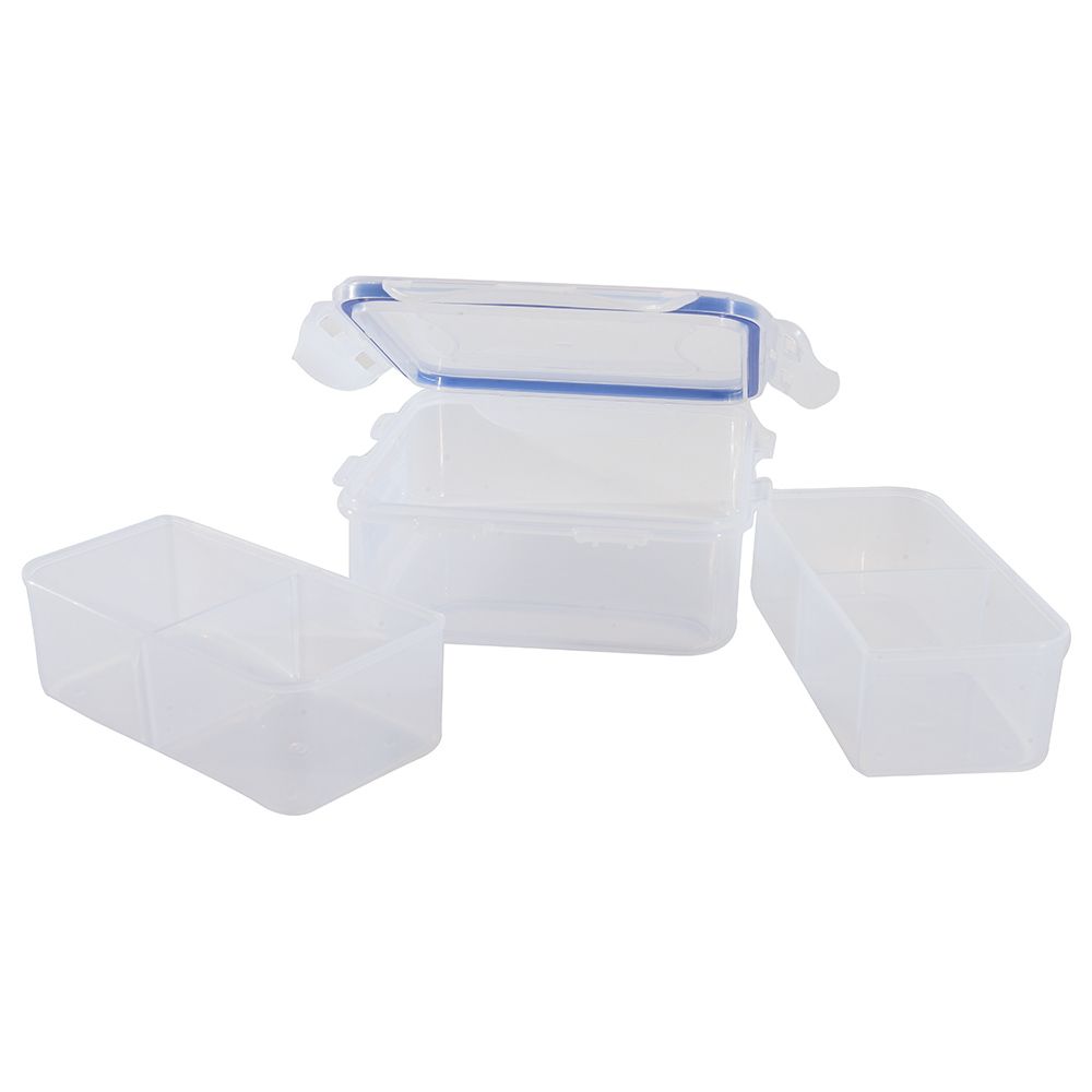 LocknLock - Square Food Container w/ Divider - 870ml - Clear