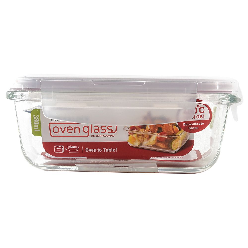 LocknLock - Oven Glass Rectangle w/ Lid - 380ml - Clear