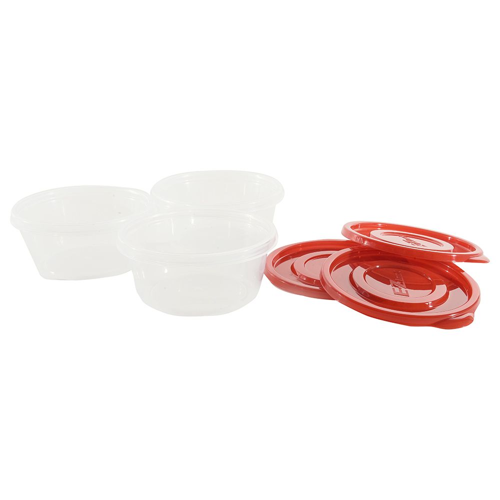 LocknLock - Ezlock Round Container 120ml - Red - 3pcs