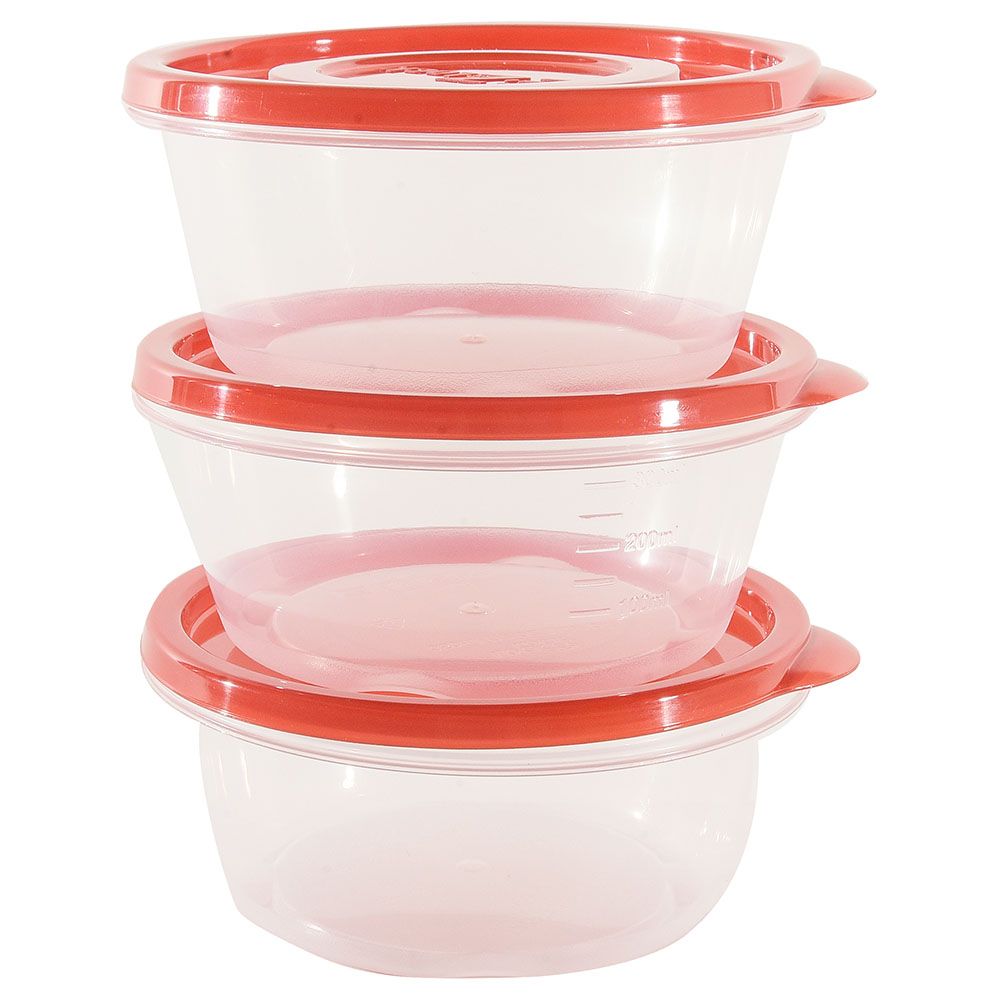 LocknLock - Ezlock Round Container 120ml - Red - 3pcs