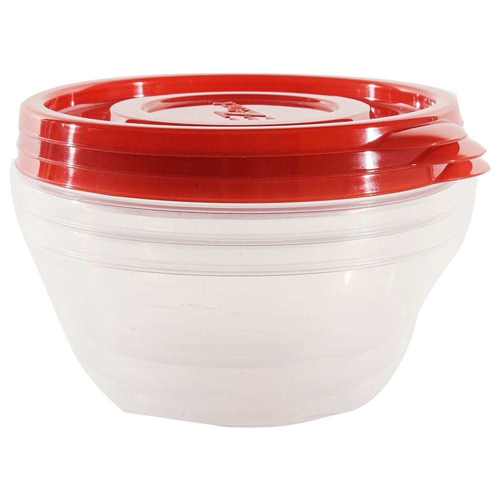 LocknLock - Ezlock Round Container 120ml - Red - 3pcs