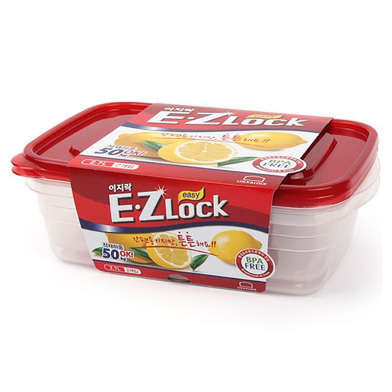 LocknLock - Ezlock Rectangle Container 2.7L - Red - 2pcs