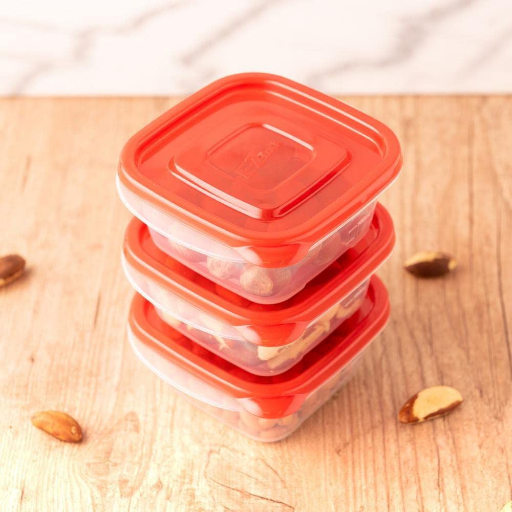 LocknLock - Ezlock Square Container 250ml - Red - 3pcs