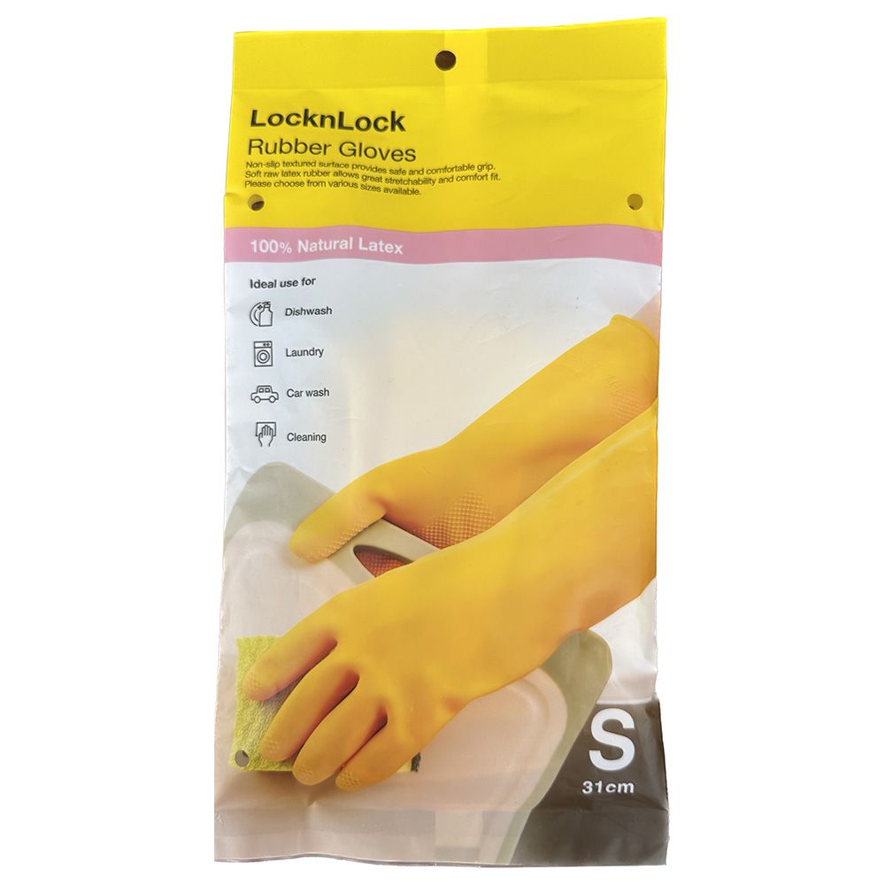 Lock&Lock - Rubber Gloves 31cm - Small - Yellow