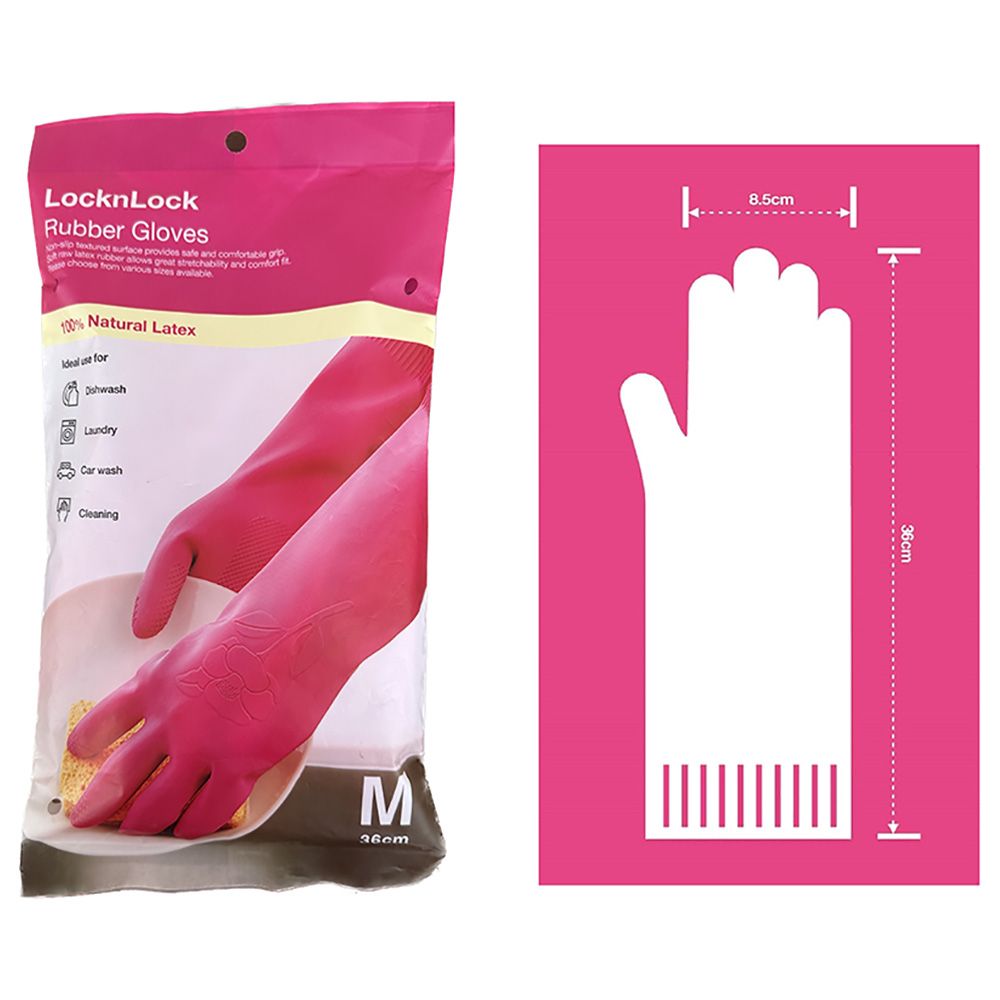 Lock&Lock - Rubber Gloves 36cm - Medium - Pink