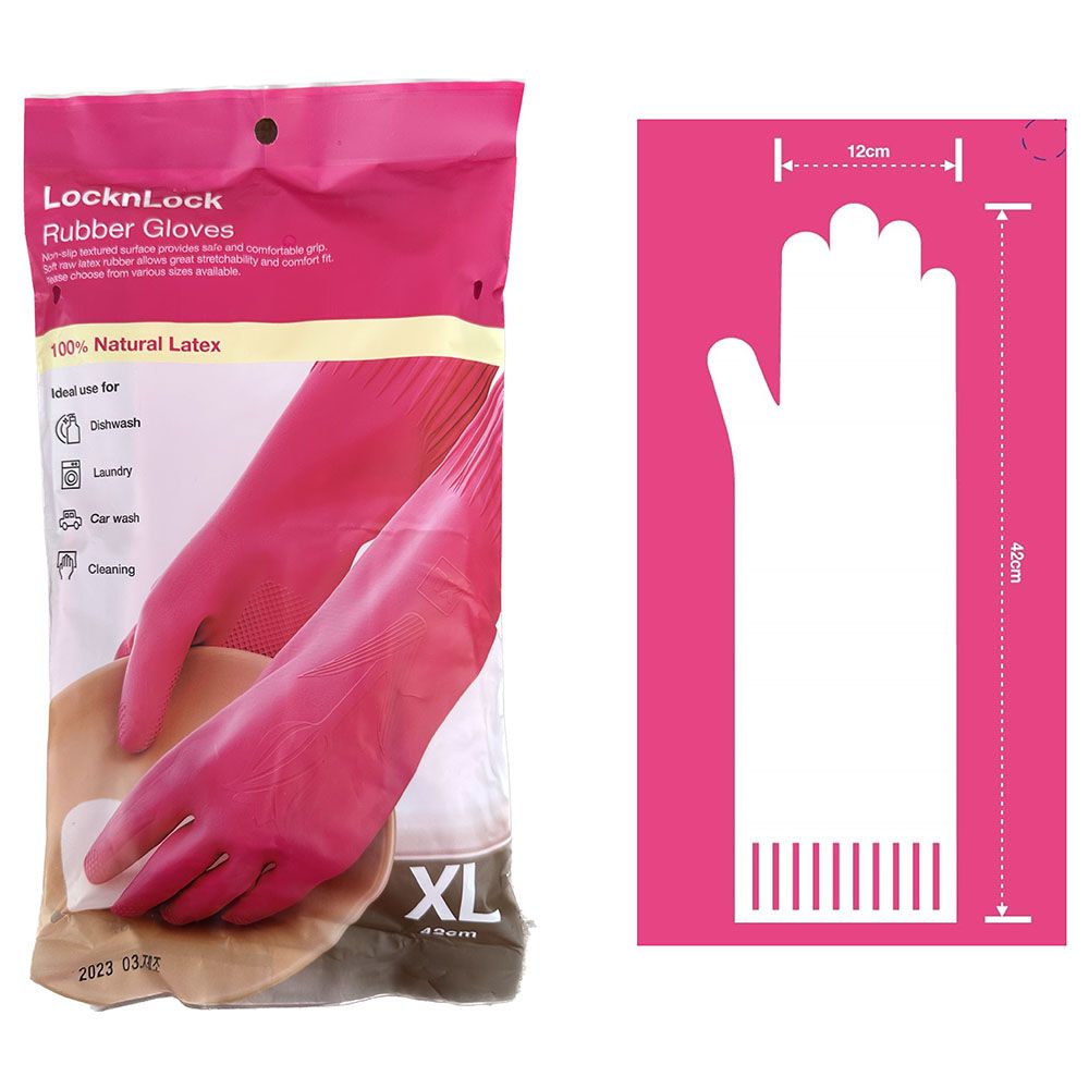 Lock&Lock - Rubber Gloves 42cm - XL - Pink