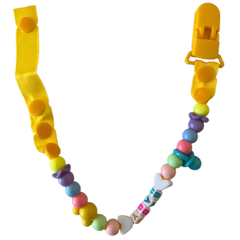 Factory Price - Simple Beaded Pacifier Clips - Yellow