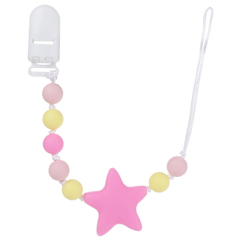 Factory Price - Subtle Star And Beads Pacifier Clips - Pink