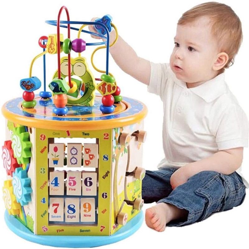 Factory Price - 8-in-1 Multifunction Wooden Activity Cube (Exclusive)