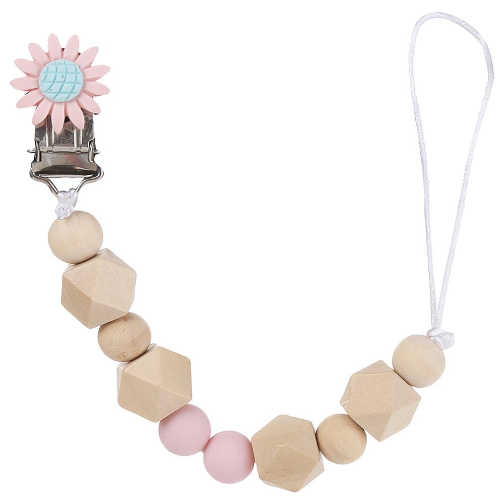 Factory Price - Classy Wooden Pacifier Clip - Light Pink