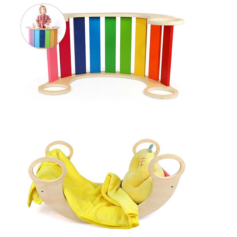 Factory Price - Wooden Bright Rainbow Rocking Chair