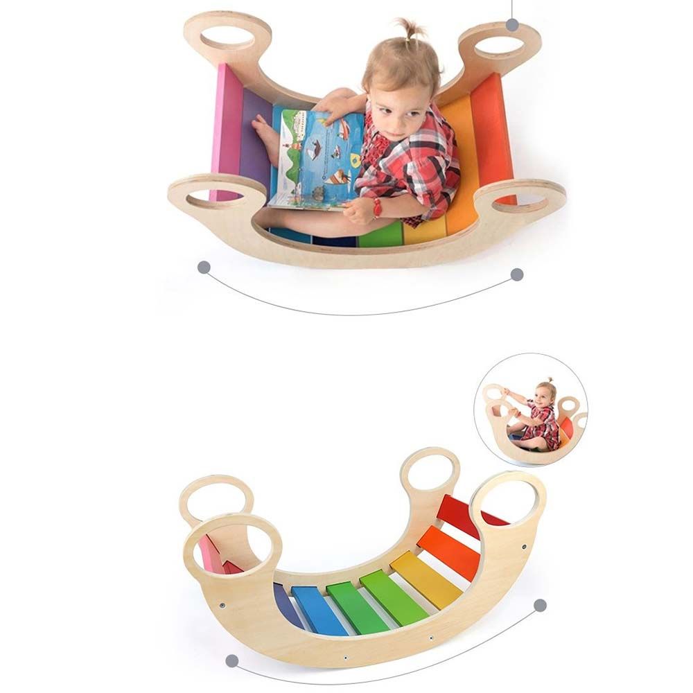 Factory Price - Wooden Bright Rainbow Rocking Chair